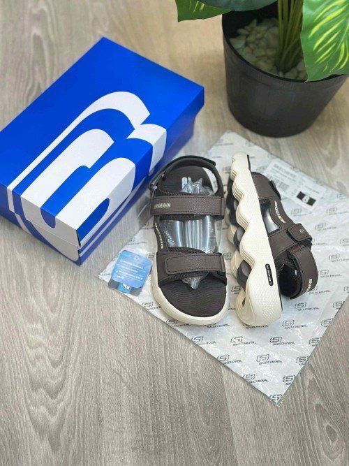 Skecher.s Massage Fit Adjustable Straps Brown Beige Sports Sandal - Image 2