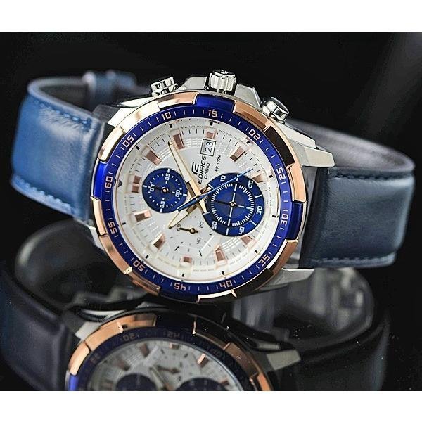 Edifice Blue Leather Watch - Image 5