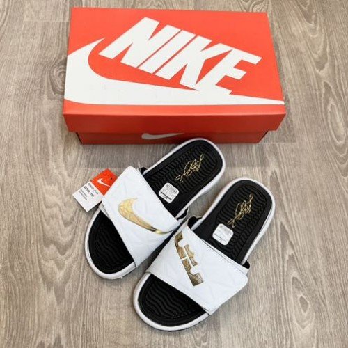Nike Air LeBron Premium White Black Slides