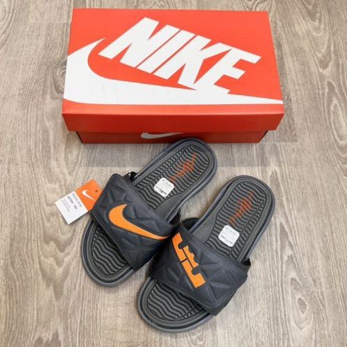 Nike Air LeBron Premium Grey Orange Slides