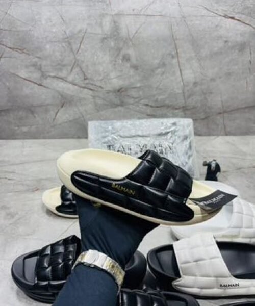 BALMAIN BLACK BEIGE SLIDE