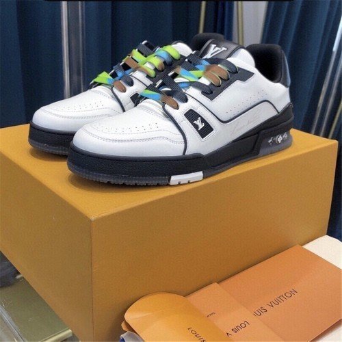 Louis Vuitton LV Leather Trainer Sneakers 2021 White Black