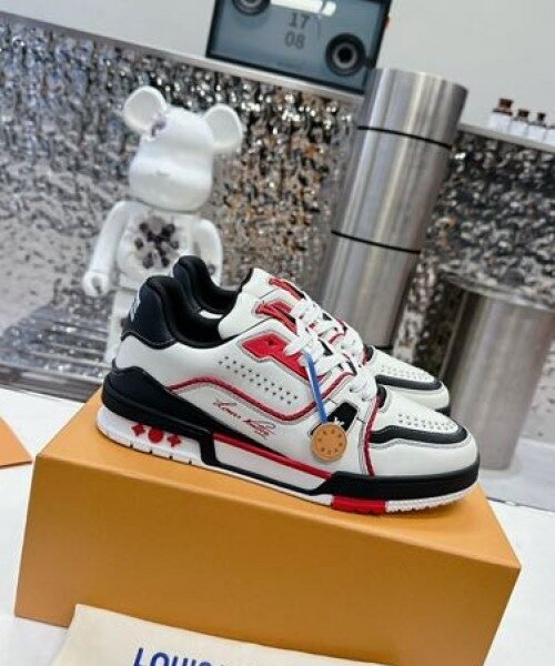 Louis Vuitton Lv Trainer White Red Black