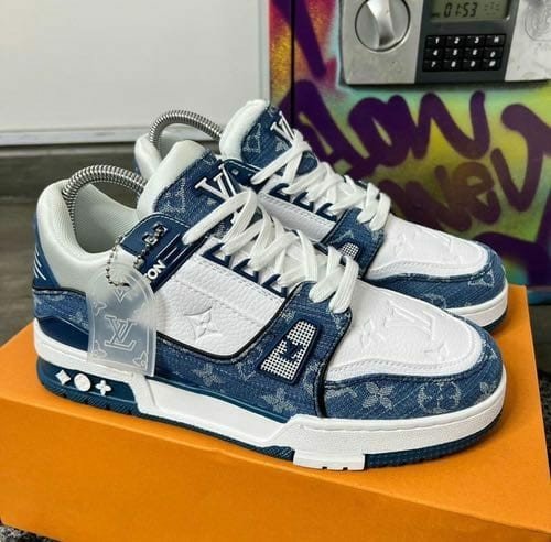 Louis Vuitton Lv trainer blue monogram with lv kit