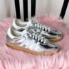 Adidass Samba OG Silver Metallic Cracked Leather