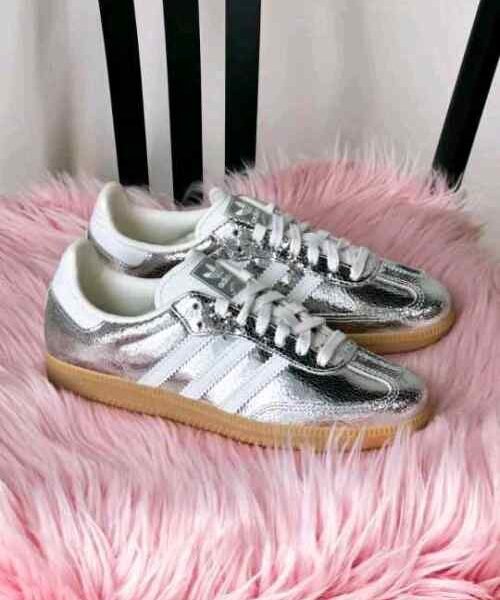 Adidass Samba OG Silver Metallic Cracked Leather