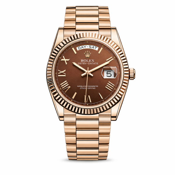Rolex Oyster Perpetual Day-Date Chocolate Dial Rose Gold Watch