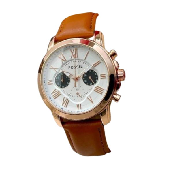 Fossil Grant Leather Belt Black Copper Watch Copy