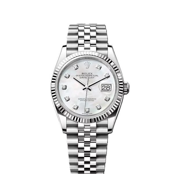 Rolex Date just 41 bright white , diamond-set