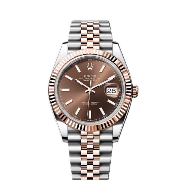 Rolex Date just 41 Two-Toned Rose Gold Stainless Steel Brown Dial