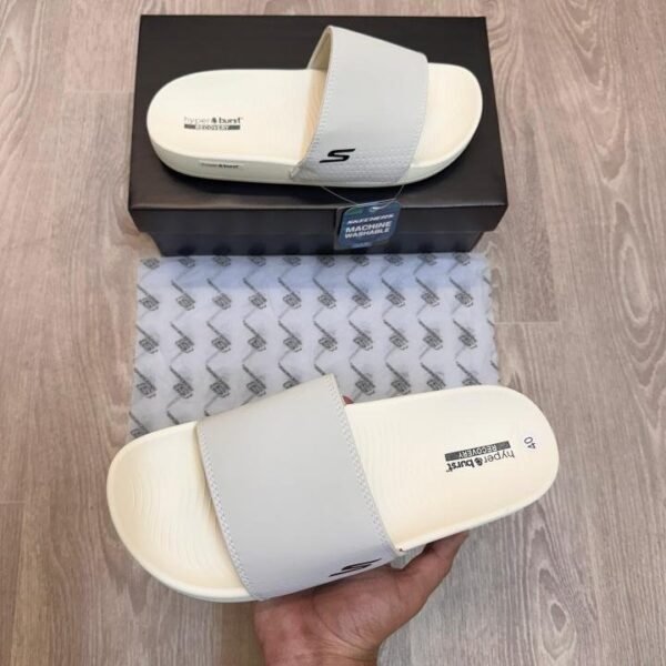 Skechers Hyper Burst Soft Premium Cream Black Flip Flop SE12