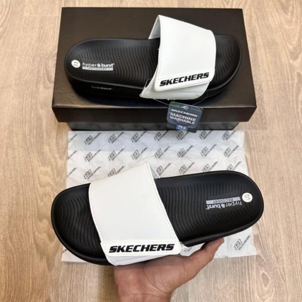 Skechers Hyper Burst Soft Premium White Black Flip Flop