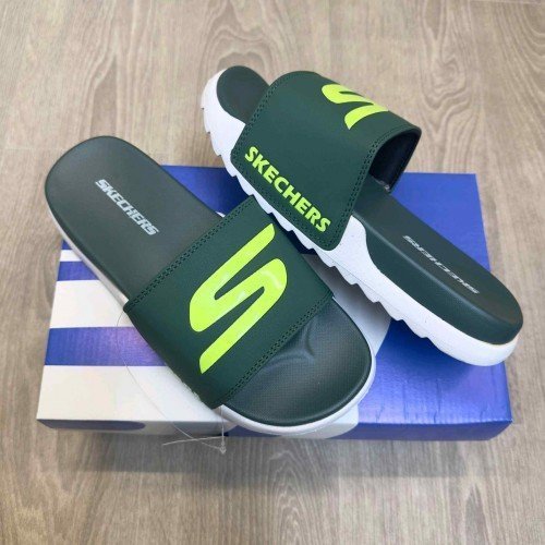 Skechers Soft Comfort Premium Green White Slides