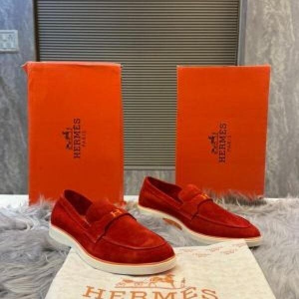Hermes_logo red 100% Genuine Suede Leather