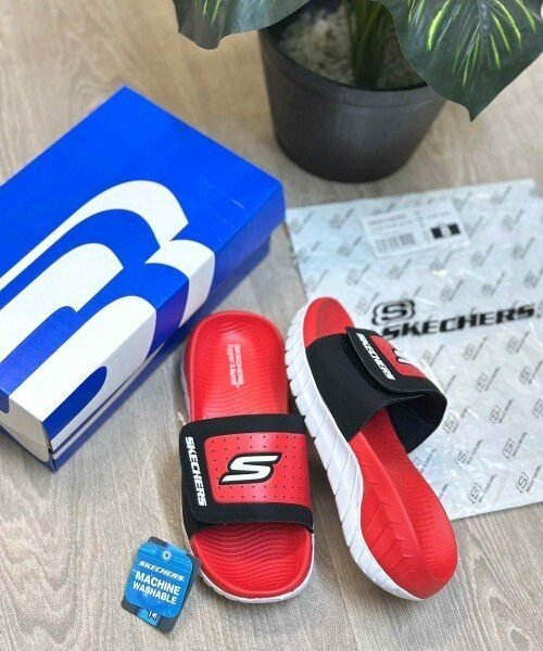 Skechers Go Recover Adjust Premium Red White Slides