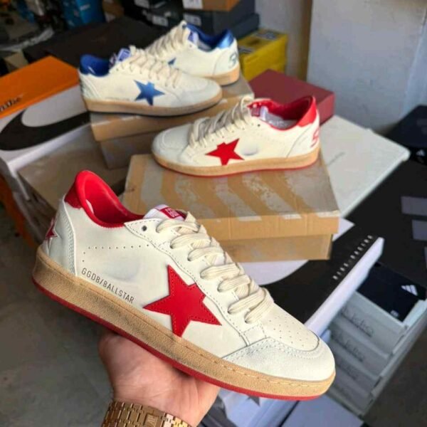 GOLDEN GOOSE BALL STAR LOW WHITE RED