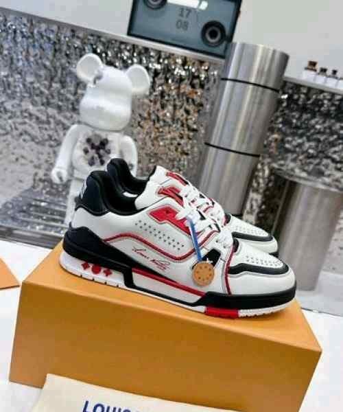 Louiss Vuittonn Lv Trainer White Red Black