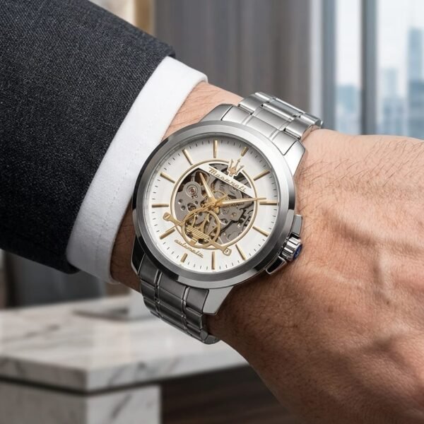 Maserat_i Successo Skeleton automatic Silver-White-gold