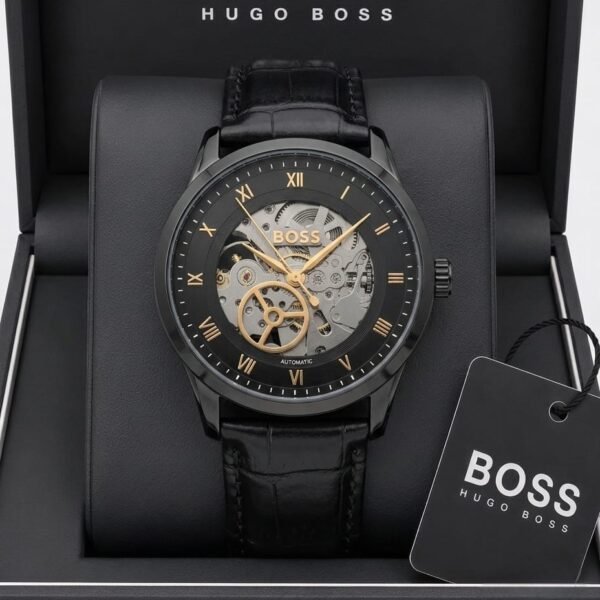 BOSS Principle Skeleton Mens Automatic black and gold