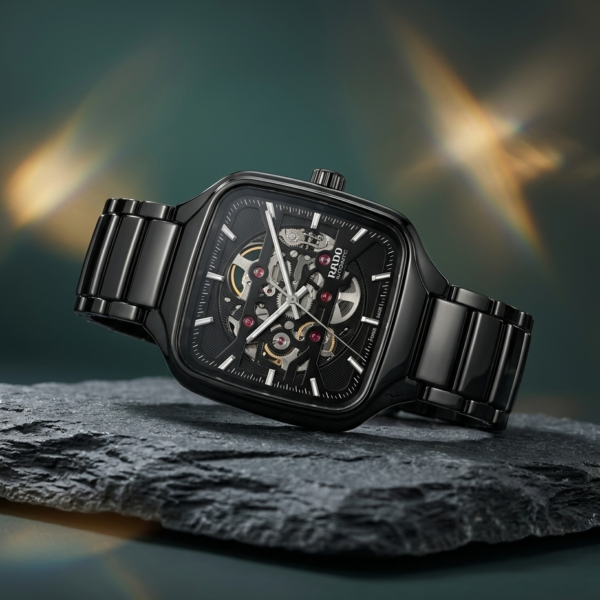 Radd_o True Square Automatic Open Heart Full Black & dimond