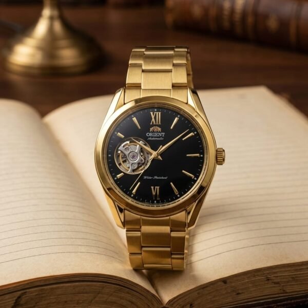 Orient Bambino Open Heart gold black