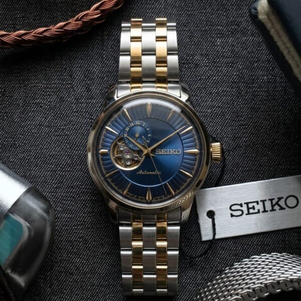 Seiko Presage Cocktail Time Open Heart Automatic 2 ton gold blue