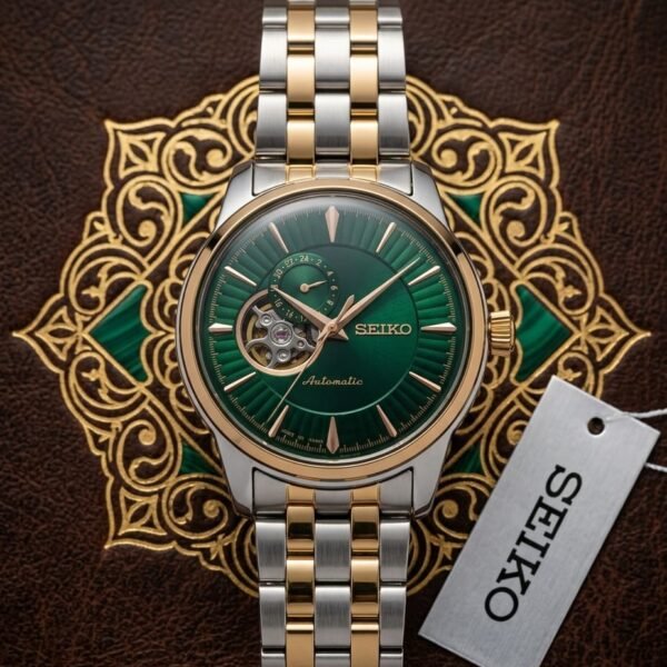 Seiko Presage Cocktail Time Open Heart Automatic 2 ton gold green
