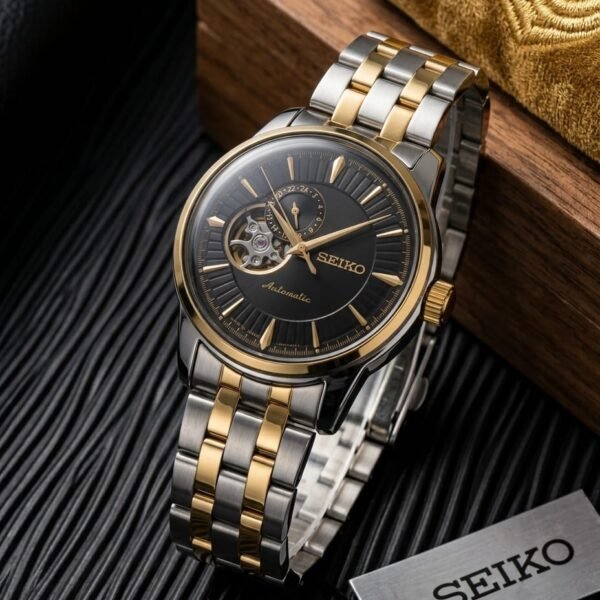 Seiko Presage Cocktail Time Open Heart Automatic 2 ton gold black