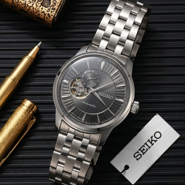Seiko Presage Cocktail Time Open Heart Automatic silver Black