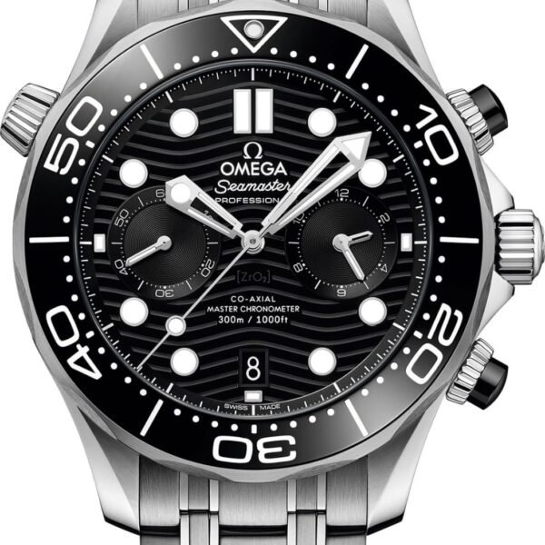 Omegg_a Seamaster Diver 300M Co-Axial Master Chronometer Chronograph silver Black
