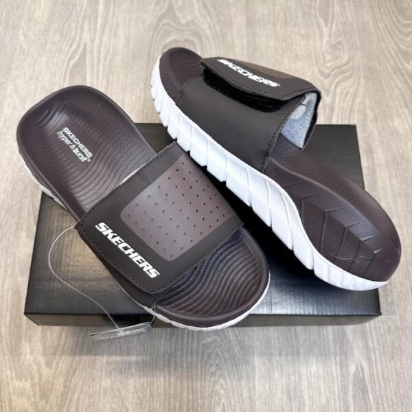 Skechers Go Recover Adjust Premium Coffee White Slides