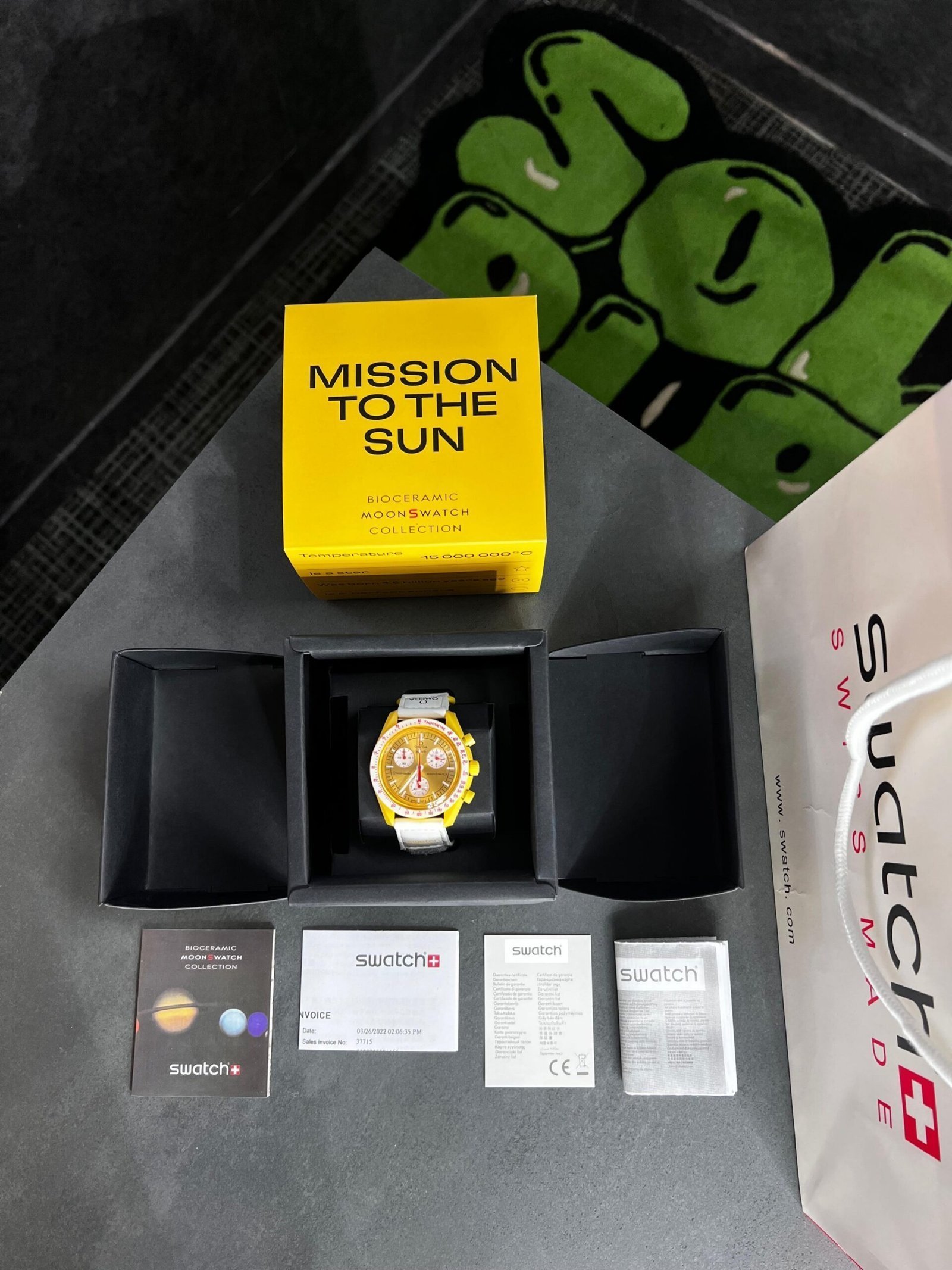 Swatch X Omega Bioceramic Moonswatch Mission To The Moon Sun With Kit - Image 2