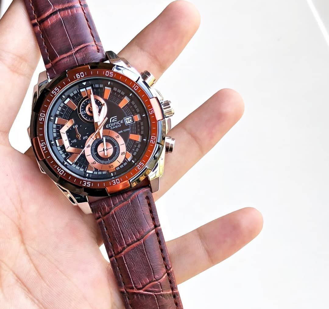 Edifice Brown Leather Watch - Image 2