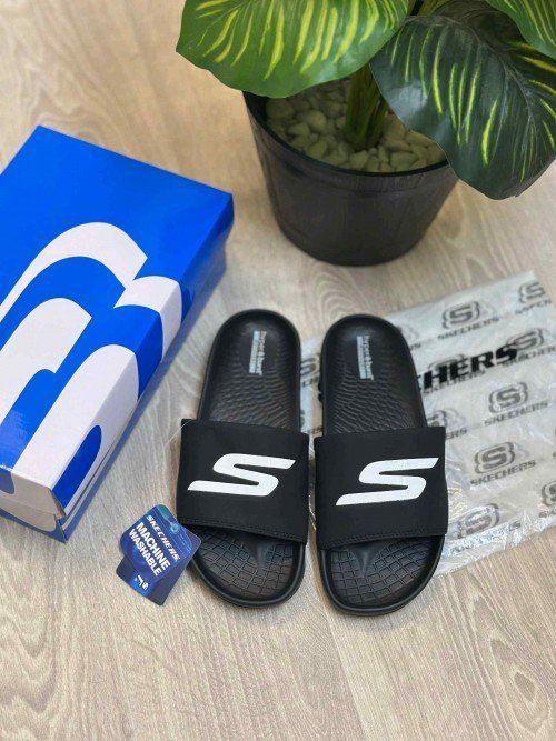 Skecher.s Hyper Burst Go Recover ArchFit Premium Black White Flip-Flop - Image 2