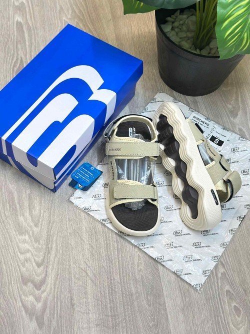 Skecher.s Massage Fit Adjustable Straps Beige Brown Sports Sandal - Image 2