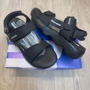 Skecher.s Massage Fit Adjustable Straps All Black Sports Sandal