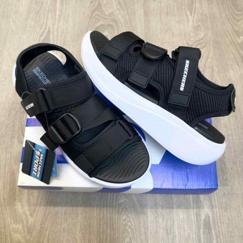 Skecher.s Go Recover Adjustable Straps Black White Sports Sandal