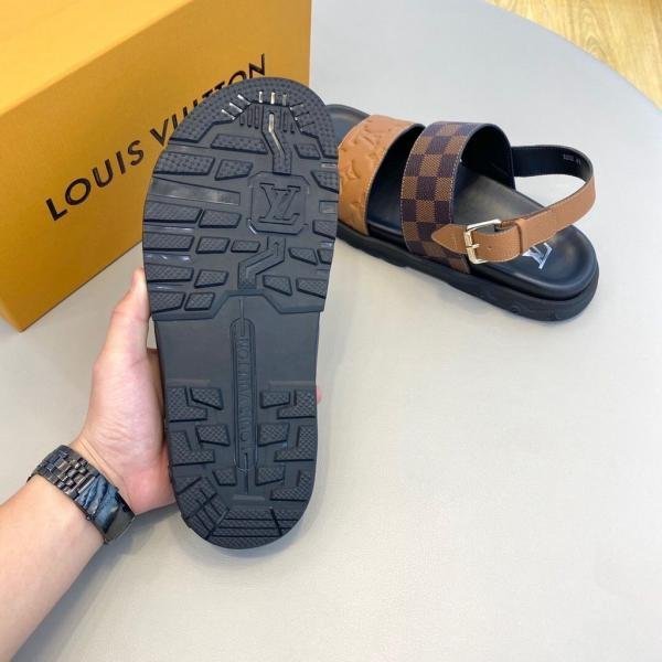 LOUIS_VUITTON_MONOGRAM_EMBOSSED_COWHIDE_STRAP_AND_UNIQUE_PLAID_PATTERN_SANDAL - Image 2