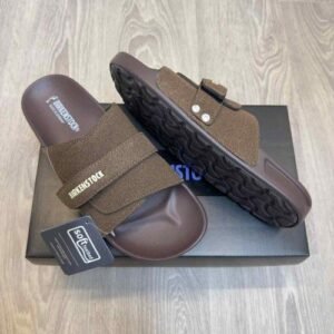 Birkenstock Adjust Kyoto Nubuck Soft Cushion Brown Slides