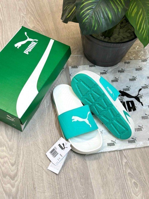 Pum.a SoftridePro Leadpuff Aqua Blue White Slides