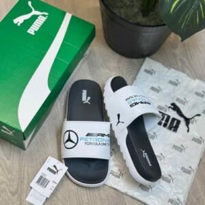 Pum.a Mercedes AMG Petronas Soft Comfort Premium White Black Slides