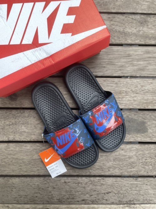 Loui_s Vuitton X Nike Benassi JDI Slides Blue