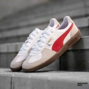PUMAA PALERMO LEATHER WHITEVAPOR GRAY-CLUB RED