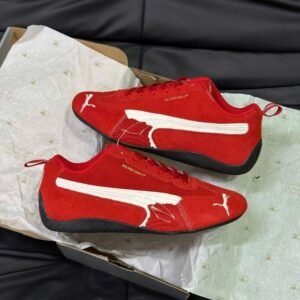 Pumma x Balenciaga Speedcat Suede Distressed Red White