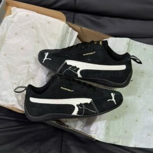 Pumma x Balenciaga Speedcat Suede Distressed Black White