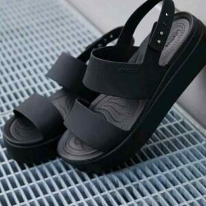 Crocss Black Brooklyn Low Wedge Sandals