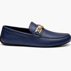 VERSAC_E LOGO BLUE PREMIUM LEATHER LOAFER TOP BATCH UA