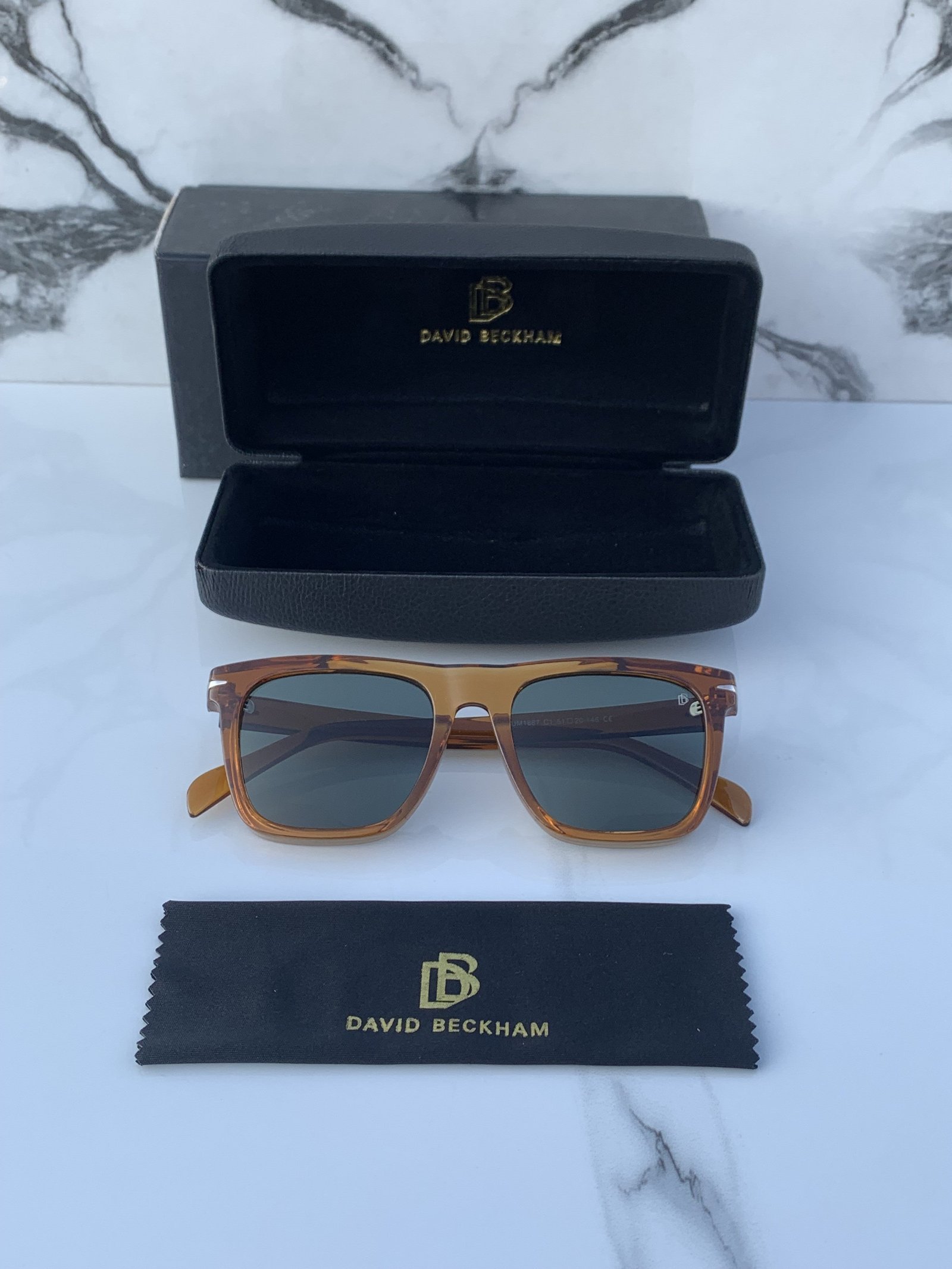 Branded Db Square Brown Green Sunglasses (With Original Kit) - Image 2