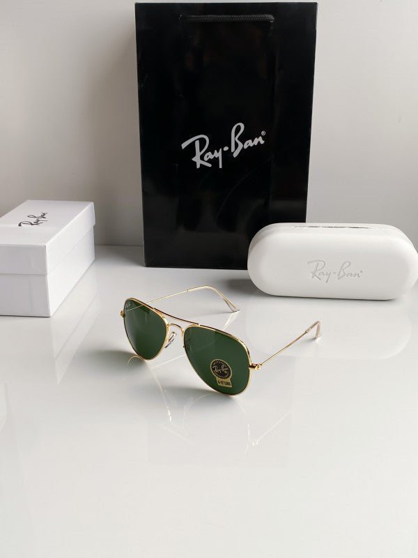 Branded Rb Gold Green Aviator Sunglasses (With Original Kit) - Image 3