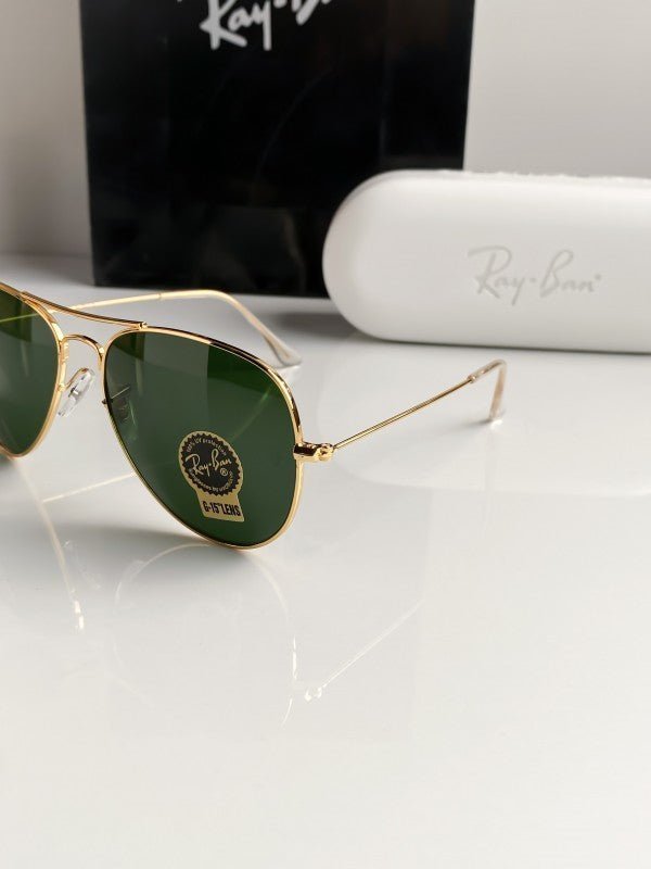 Branded Rb Gold Green Aviator Sunglasses (With Original Kit) - Image 2